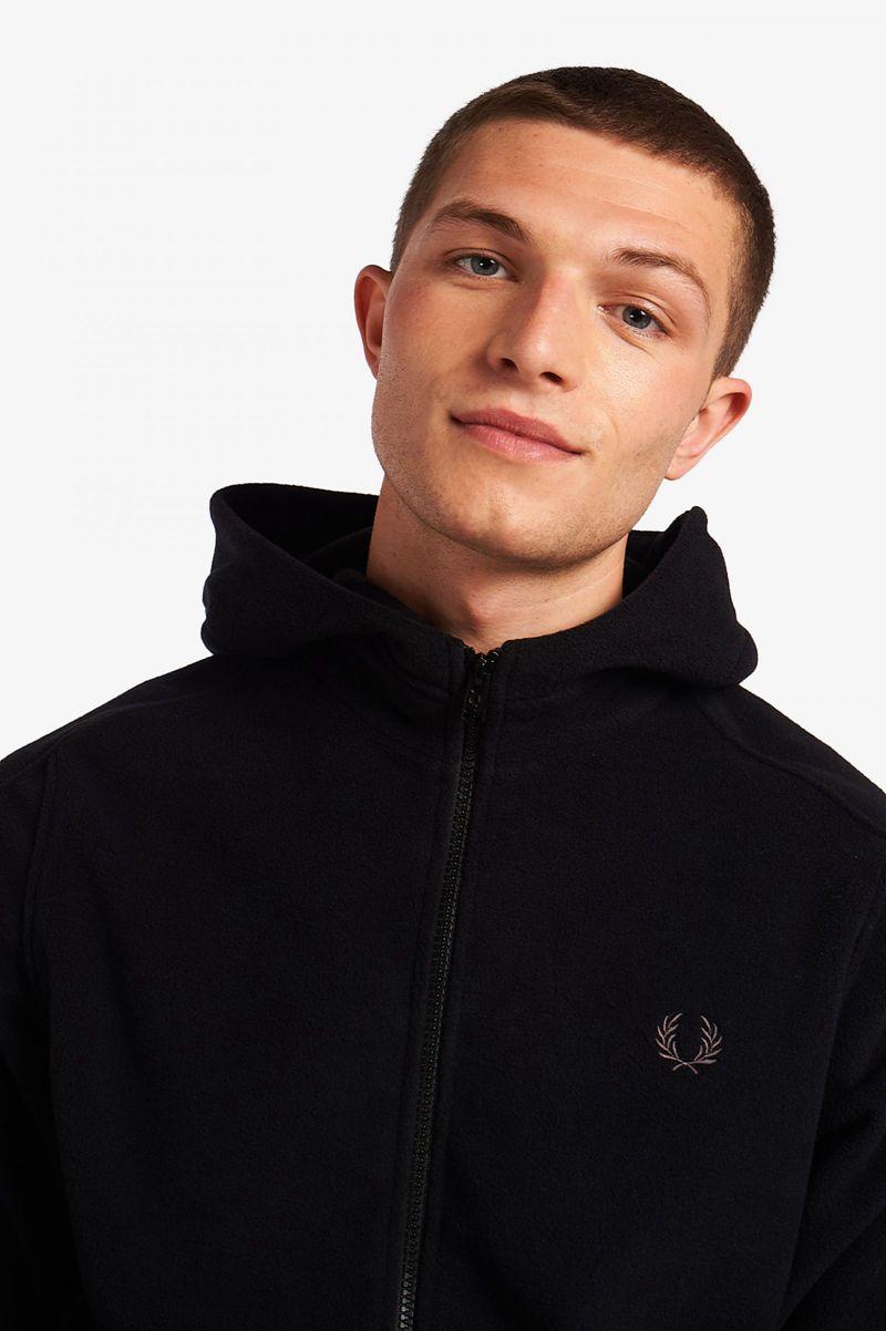 Geaca Barbati Fred Perry Polar Fleece Cu Glugă Track Negrii | RO 1233TCEV